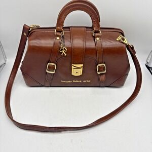 Baron USA Leather Doctor Bag Brown Brass Hardware Vintage Satchel Made USA